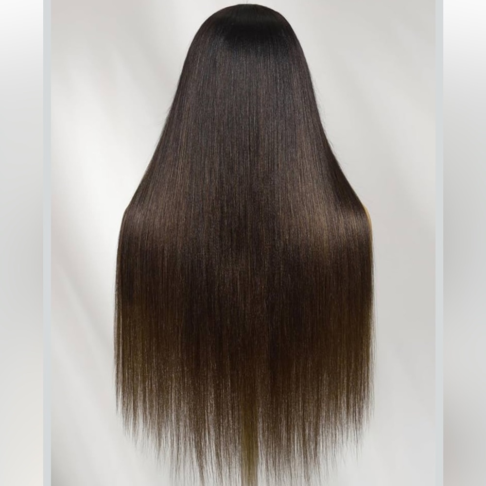UNICE V Part Human Hair Wig Yaki Straight 150% Density Chestnut Brown 20inch #3 - Picture 6 of 8